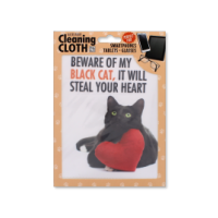 Soft Microfibre Cloth with Black Cat Print