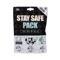 Adult Stay Safe Pack with face mask, hand sanitiser, wipes, tissues