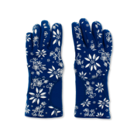 Floral Print Blue Oven Gloves