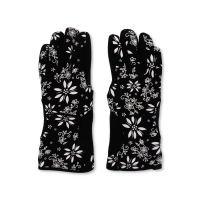 FLORAL PRINT BLACK OVEN GLOVES SMALL