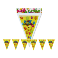 Emoji Happy Birthday Banner Yellow Flag Design