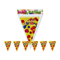 Cheerful birthday banner with vibrant balloon print