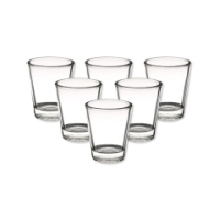 Clear glass shot glass for spirits and liqueurs.