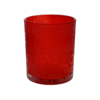 Red tealight candle holder for events and displays.