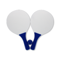 Wooden beach tennis set with blue bats and ball