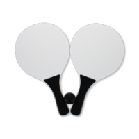 Wooden beach tennis set with black bats and ball