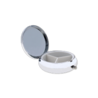 Compact Round Metal Pill Box with 3 Sections