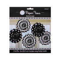 Black & White Paper Fans Decoration 5 pc
