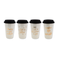 Ceramic travel coffee mug with lid for on-the-go
