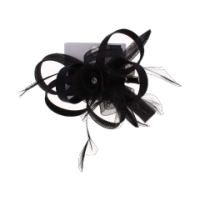 Black Flower and Real Feather Hair Clip