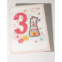 Pink Broccoli Fun & Games Age 3 Birthday Card