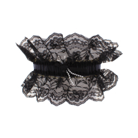 Elegant black lace wedding garter, one-size-fits-most