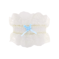 One-Size Ivory Lace Bridal Garter, close up view