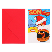 Angry Birds Christmas card with colour-in stocking ornament