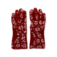 Small Cranberry Floral Design Oven Gloves