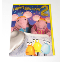 Tv Clangers Age 2 Birthday Card with yellow envelope