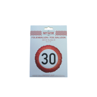 Traffic Sign 30th Birthday Foil Balloon 45cm