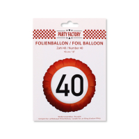 Metallic foil balloon displaying the number 40