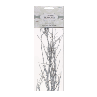 Four 24-inch silver glitter branches for festive decor