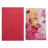FAIRY FOLDING BIRTHDAY CARD AGE 4