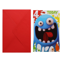 MONSTER BIRTHDAY CARD AGE 4