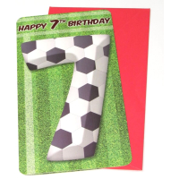 Football Age 7 Birthday Card with vibrant design