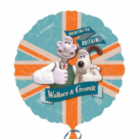 Wallace and Gromit foil balloon with Union Jack design