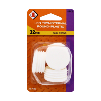 White 32mm internal round plastic chair tips