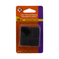 CHAIR LEG TIPS INTERNAL SQUARE PLASTIC 25MM BLACK