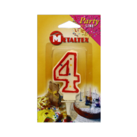 Birthday cake candle number 4 with holder