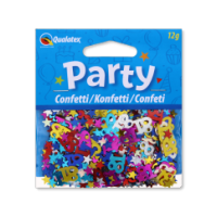 Multi-colour party confetti in a clear packet