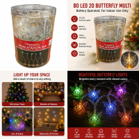 Christmas 20 Led Multi Butterfly Light Decor