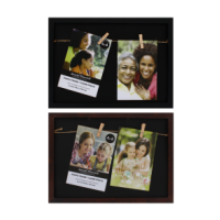 Wooden frame holding two 4x6 inch photos.