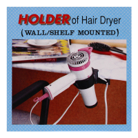 Hair dryer holder for wall or shelf mounting