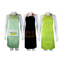 Stylish apron with pocket in assorted designs.