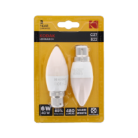 Kodak LED Bulb Candle B22 Bayonet 6W Warm White 2pk