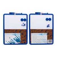Blue whiteboard with pinboard kit, marker and magnets