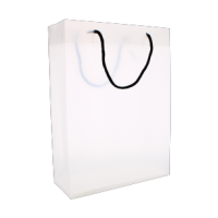 White gift bag with black rope handles