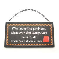 Hanging Wooden Plaque - Computer Text