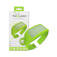 Lime green anti-mosquito wrist wear on white background