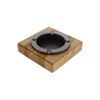 Wooden ashtray featuring a removable metal ashtray insert.
