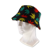 Printed Bucket Hat with Multicolour Leaf Design