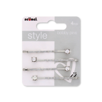 Diamond Stud Silver Hair Bobby Pins 4pc Pack