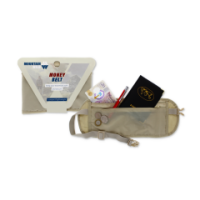 Cream money storage hip belt with adjustable strap