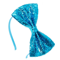 Sequin Bow Headband Blue
