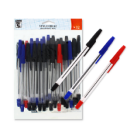 Assorted ball pens in red, blue, and black, 32 pack