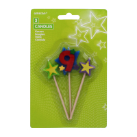 AMSCAN STARS CANDLES ON A STICK AGE 9 3 PACK