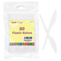 DINA PLASTIC KNIVES WHITE 80 PCS