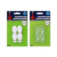 Clear removable stick-on hooks 4 pack