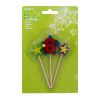 AMSCAN STARS CANDLES ON A STICK AGE 8 3 PACK